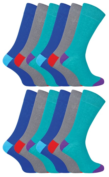 Paquete múltiple de 12 pares de calcetines de algodón negros para hombre | Sock Snob | Calcetines de caña con refuerzo en el talón y la puntera - Variados - Image 1