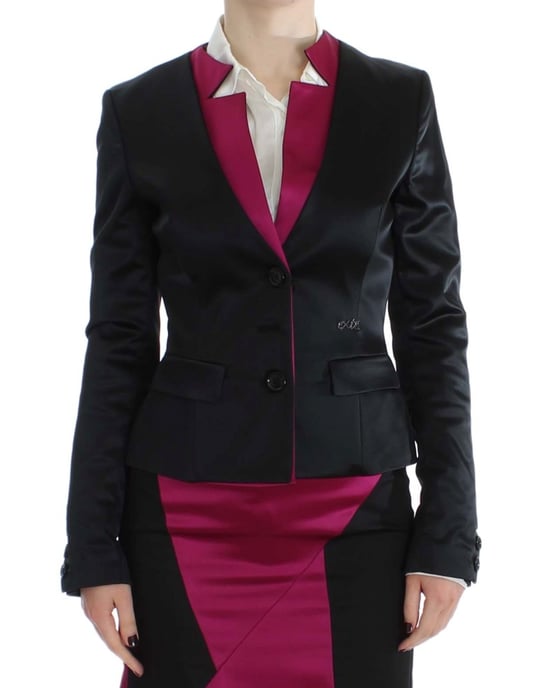 Saco Blazer Stretch Negra Rosa para Mujer Exte - Image 1