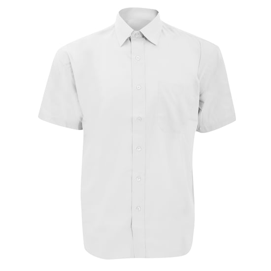 Russell Collection Mens Short Sleeve Poly-Cotton Easy Care Poplin Shirt (White) - Image 1