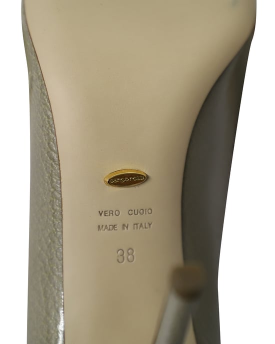 Sergio Rossi Peep-Toe High Heel Pumps in Sage Green Leather - Image 6