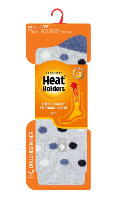Heat Holders Lite - Calcetines Térmicos Aislantes para Mujer | Múltiples Diseños Incluyendo Rayas Argyle Corazones Estrellas | Calcetines Cálidos para Invierno - Gris Claro/ Denim (Málaga) - Image 2