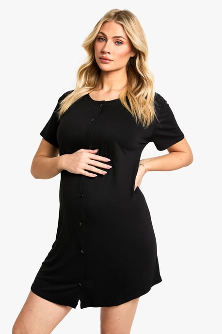 Maternity Christmas Fairaisle Print 2 Pack Peached Button Down Nightie - Image 3