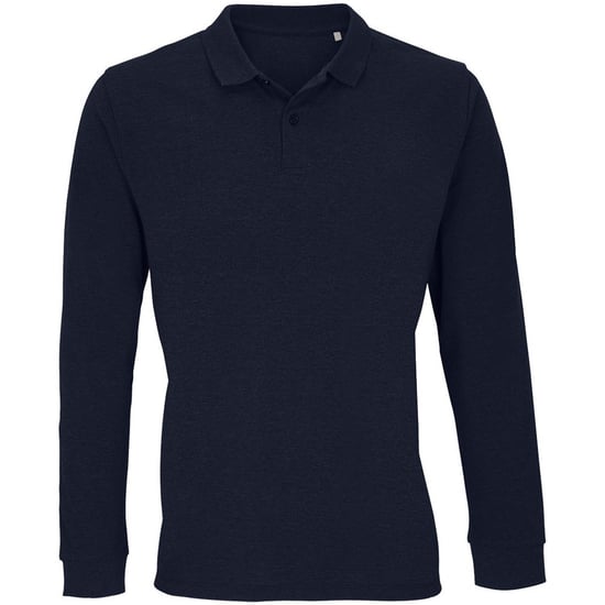 SOLS Unisex Adult Planet Piqué Long-Sleeved Polo Shirt (French Navy) - Image 1
