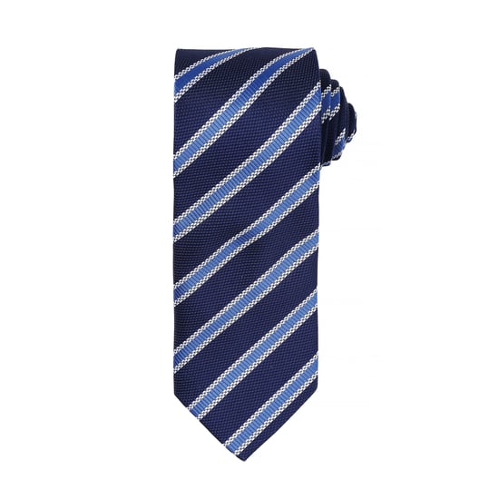 Premier Mens Waffle Stripe Formal Business Tie (Pack of 2) (Navy/Royal) - Image 1