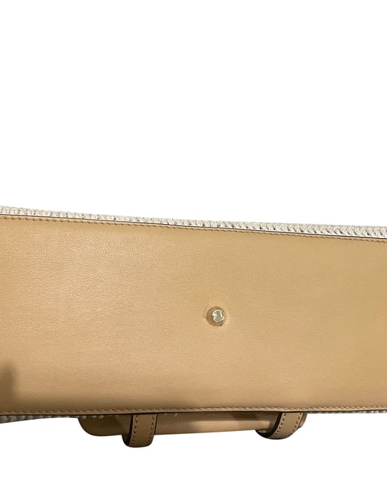 Chloe Edith Fringe Medium Day Bag in Beige Linen and Tan Calfskin Leather - Image 3