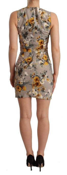Vestido mini ajustado de seda gris con flores para mujer de Dolce & Gabbana - Image 3