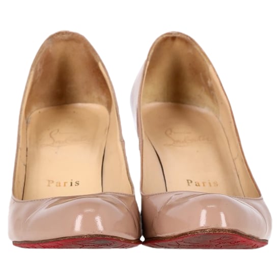 Christian Louboutin Dolly 85 Round Toe Pumps in Nude Patent Leather - Image 2