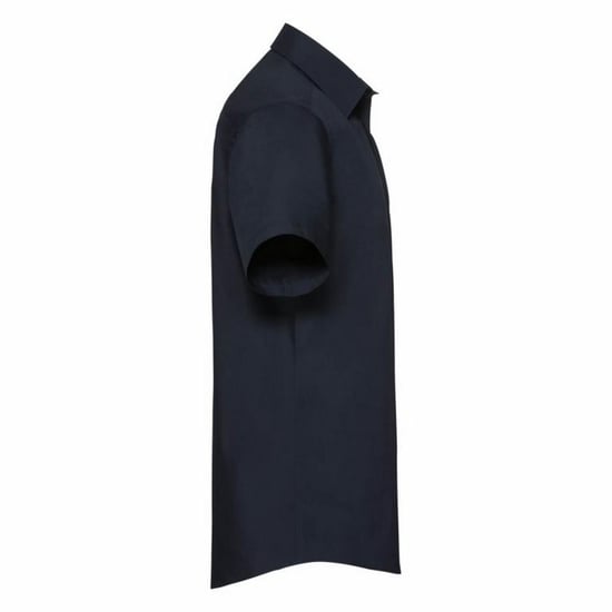 Russell Collection Mens Short Sleeve Poly-Cotton Easy Care Tailored Poplin Shirt (French Navy) - Image 3