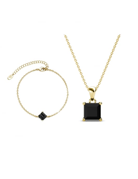Conjunto Calle Cuadrado Simple - Cristal Dorado y Negro - Image 1