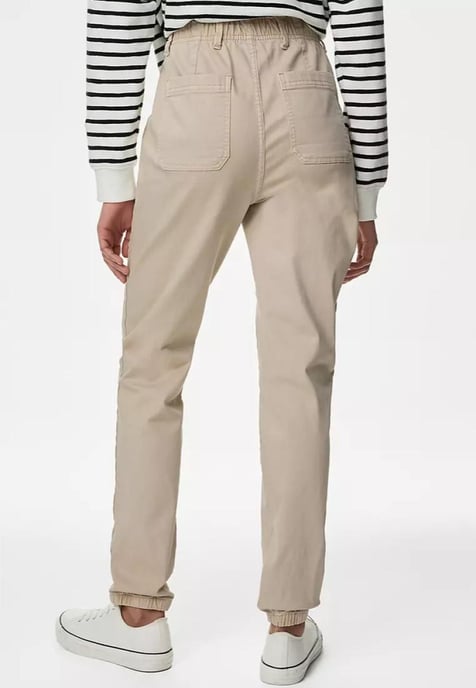 M&S Collection Ladies Algodón Slim Fit Tobillo Grazer Joggers Arena - Image 2