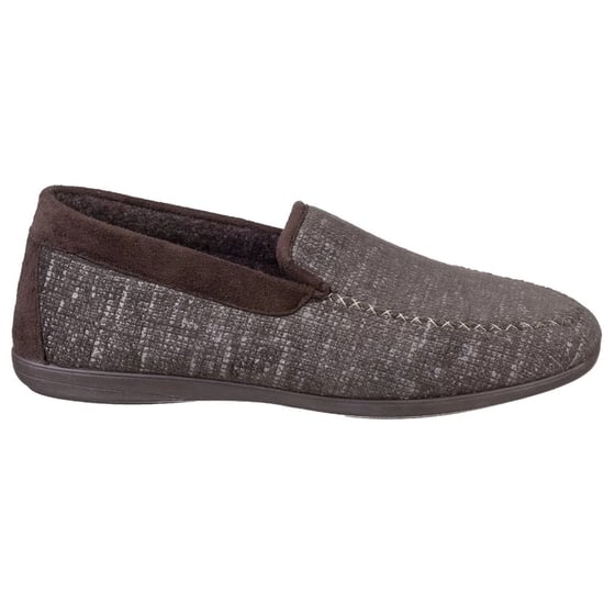 Cotswold Mens Stanley Moc Toe Full Slipper (Brown)