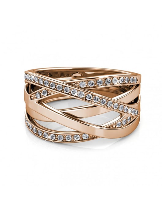 Anillo Criss Cross - Oro rosa y cristal - Image 3