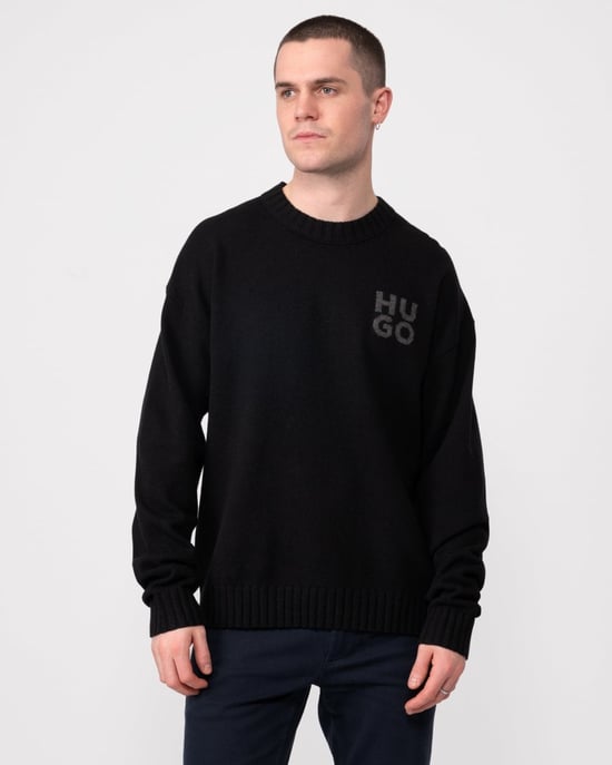 HUGO San Cassio Mens Stacked Logo Sweater - Image 1