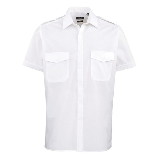 Premier Mens Short-Sleeved Pilot Shirt (White) - Image 1