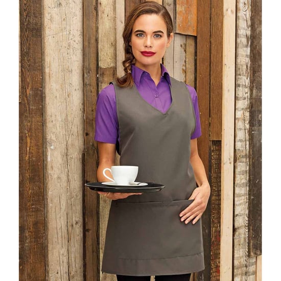Premier Womens/Ladies Wrap Around Sleeveless Tunic Apron (Dark Grey) - Image 2