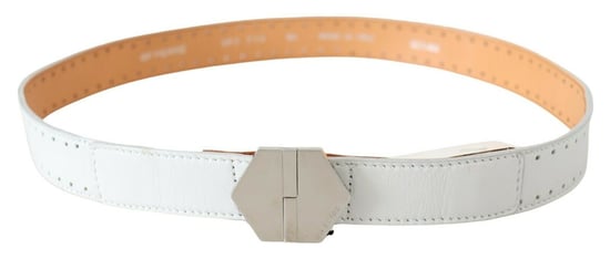 Cinturón de Cintura de Cuero Blanco con Hebilla de Logo Hexagonal para Mujer GF Ferre - Image 3