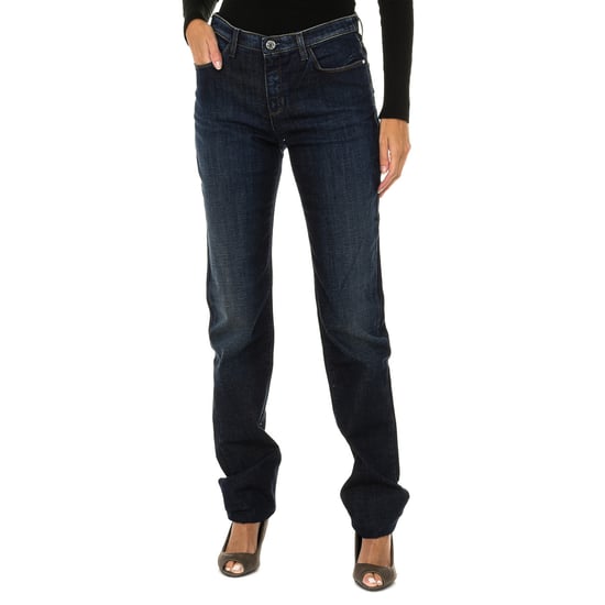 Long worn effect denim pants 6X5J85-5D0DZ woman