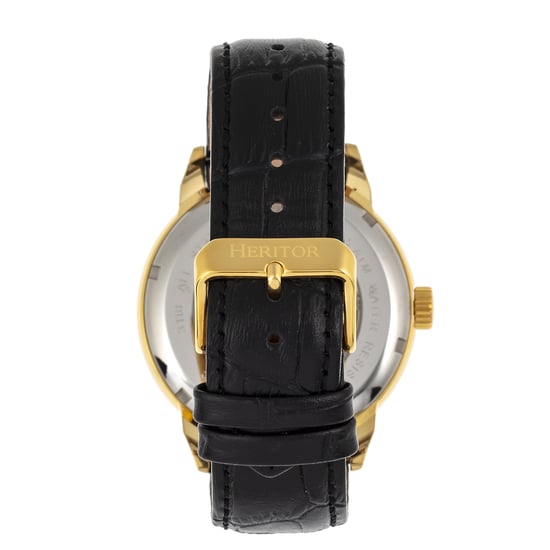 Heritor Automatic Sanford Semi-Skeleton Leather-Band Watch