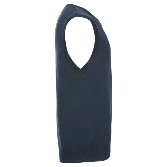 Russell Collection Mens Cotton Acrylic V Neck Sleeveless Sweatshirt (French Navy) - Image 3