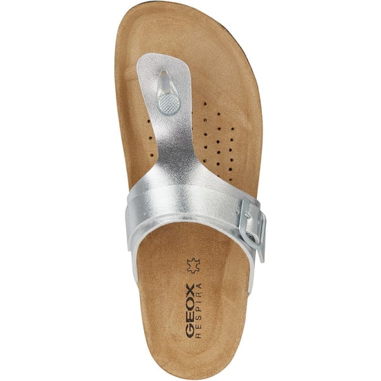 Geox D Brionia Metal Synthetic Polyurethane Women's Silver Sandals - Image 4