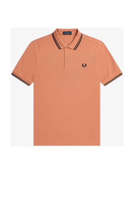 Polo negro rosa óxido con cuello con ribete doble de Fred Perry - Image 1