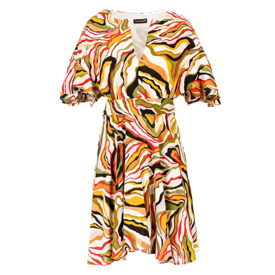 Vestido estampado color ladrillo con mangas con volantes - Image 2
