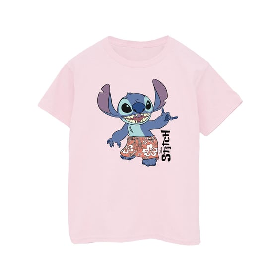 Disney Girls Lilo & Stitch Bermuda Shorts Cotton T-Shirt (Baby Pink) - Image 1