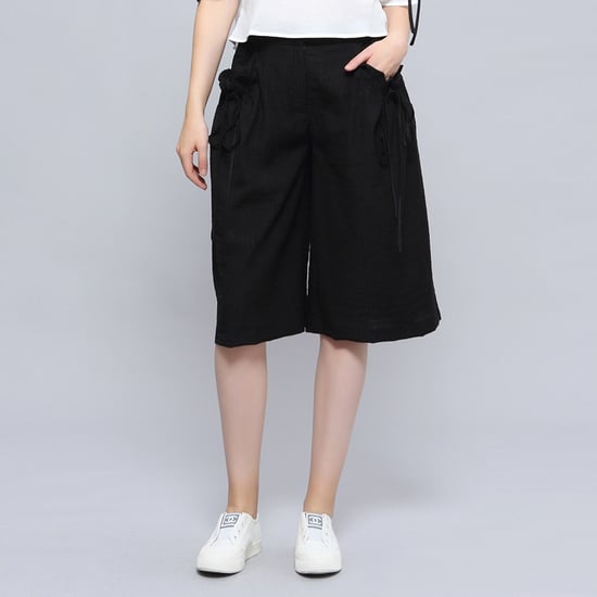 Casual Wide Leg Capri Trousers - Image 1