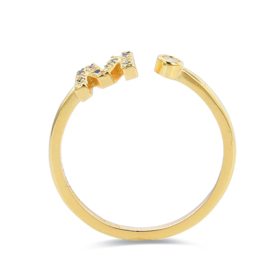 Anillo Luxenter de Plata de Ley 925 con Circonita Multicolor acabado en oro amarillo de 18K - Alphabet - Image 4