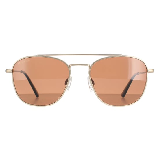 Serengeti Aviator Unisex Matte Light Gold Polarized Drivers Brown Carroll