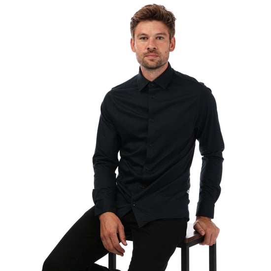 Men's Ted Baker Marros Long Sleeve Jersey Shirt in Navy