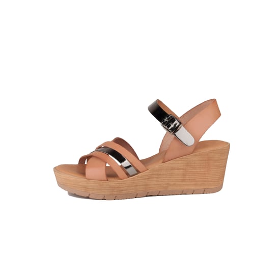 Confortable wedge sandal Purapiel in Nude