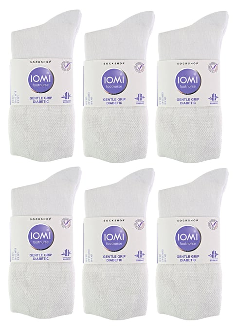 IOMI - Paquete múltiple de 12 pares de calcetines diabéticos de bambú para mujer sin costuras y sin elástico - Blanco - Image 2