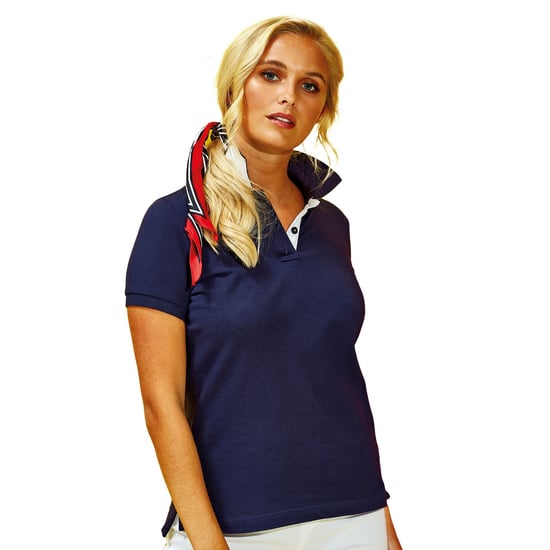 Asquith & Fox Womens/Ladies Short Sleeve Contrast Polo Shirt (Navy/ White) - Image 3