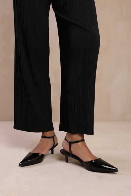 Wheres That From Womens 'Greece' Wide Fit Low Kitten Heels Pointed Toe Ankle Strap