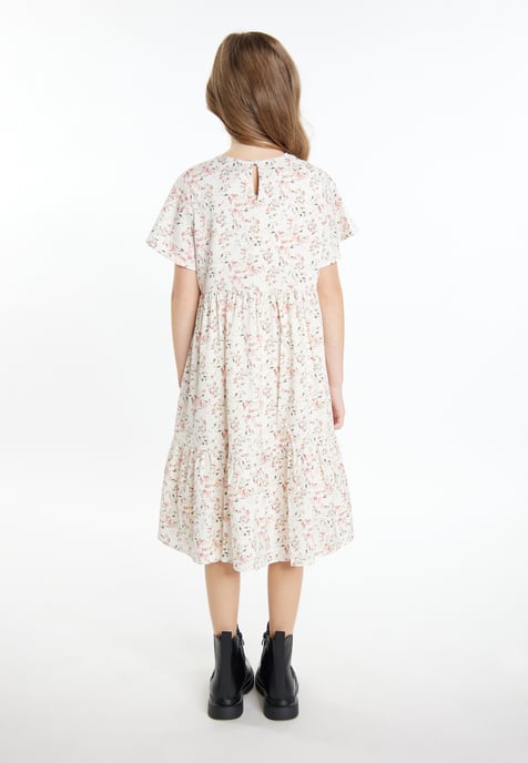 Dreimaster Dress wool white flower - Image 4