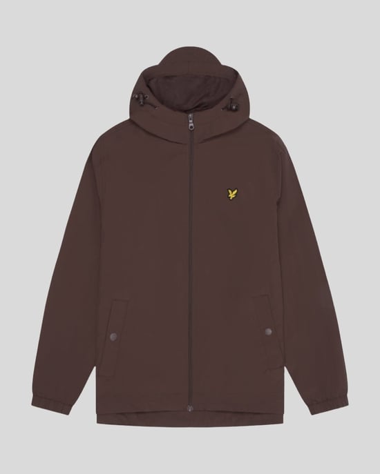 Chaqueta ligera marrón corta con capucha en caoba profunda de Lyle & Scott - Image 5