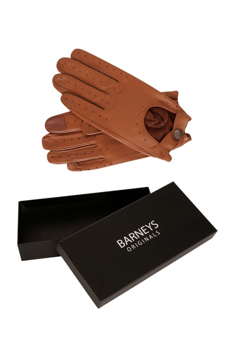Barneys Originals Gift Boxed Tan Leather Driving Gloves