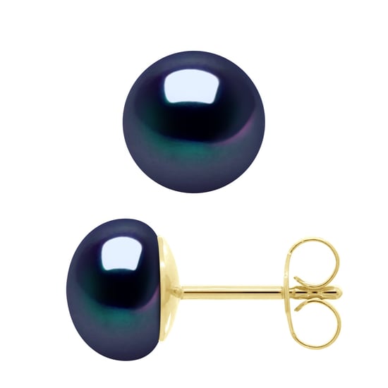 Earrings - Yellow Gold 750 ( 18 Carats Real Cultured Freshwater Pearls Button 8-9 mm - Image 1