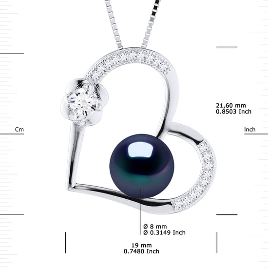 LOVE necklace Freshwater Pearl 8-9mm Black 925