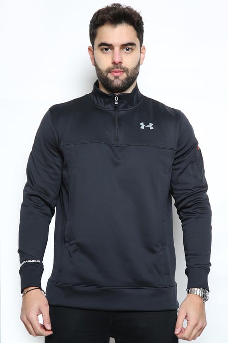 Under Armour Chaqueta de chándal con cremallera de un cuarto de tejido polar para hombre en negro - Image 1