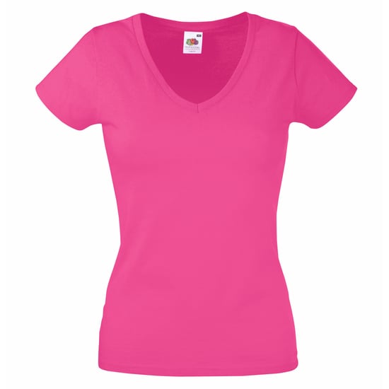 Fruit Of The Loom Ladies Lady-Fit Valueweight V-Neck Short Sleeve T-Shirt (Fuchsia)