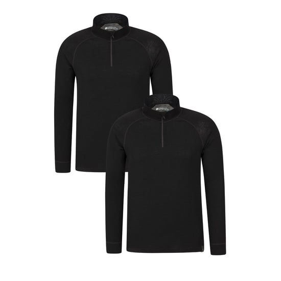 Mountain Warehouse Mens Merino Wool Base Layer Top (Pack of 2) (Black)