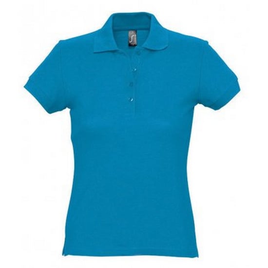 SOLS Womens/Ladies Passion Pique Short Sleeve Polo Shirt (Aqua) - Image 1