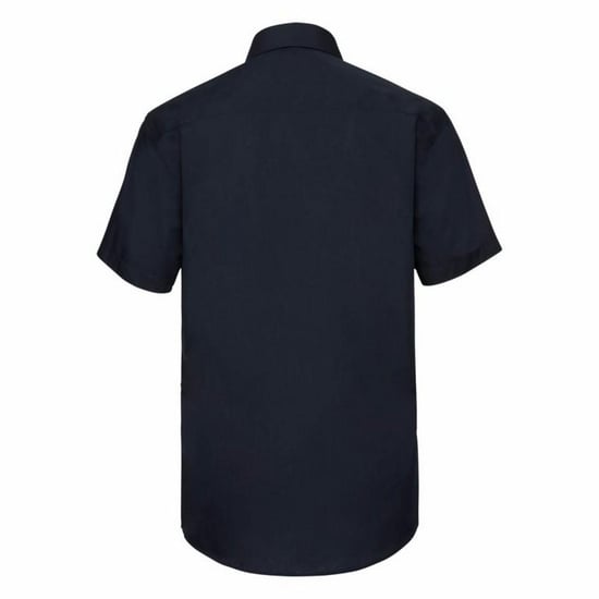 Russell Collection Mens Short Sleeve Poly-Cotton Easy Care Tailored Poplin Shirt (French Navy) - Image 2