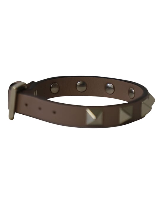 Valentino Garavani Rockstud Bracelet in Brown Calfskin Leather - Image 2