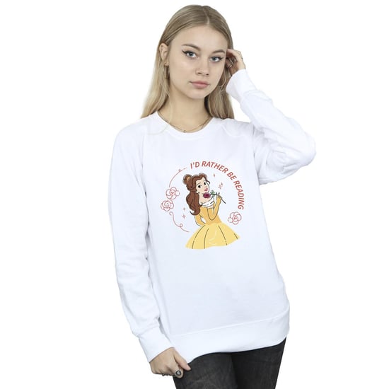 Disney Womens/Ladies Beauty And The Beast I´d Rather Be Reading Sweatshirt (White) - Image 2