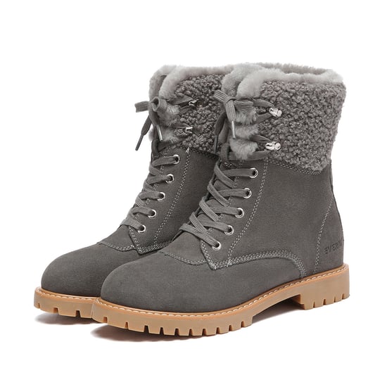 EVER AU Women Sittella Fashion Chunky Boots - Grey