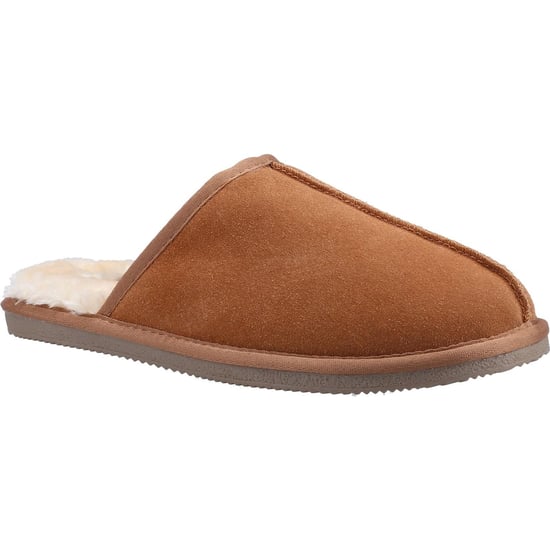 Hush Puppies Mens Coady Suede Slippers (Tan) - Image 1