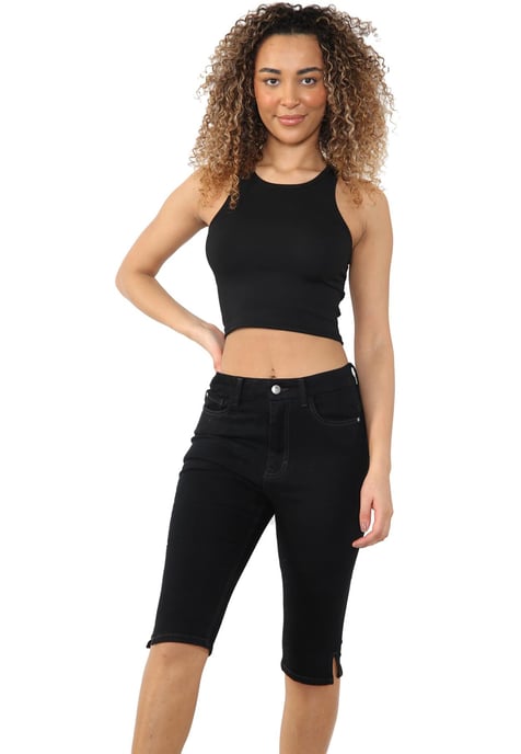 MYT Shorts De Mezclilla De Talle Alto Magic Shaping Negro Mujer - Image 4